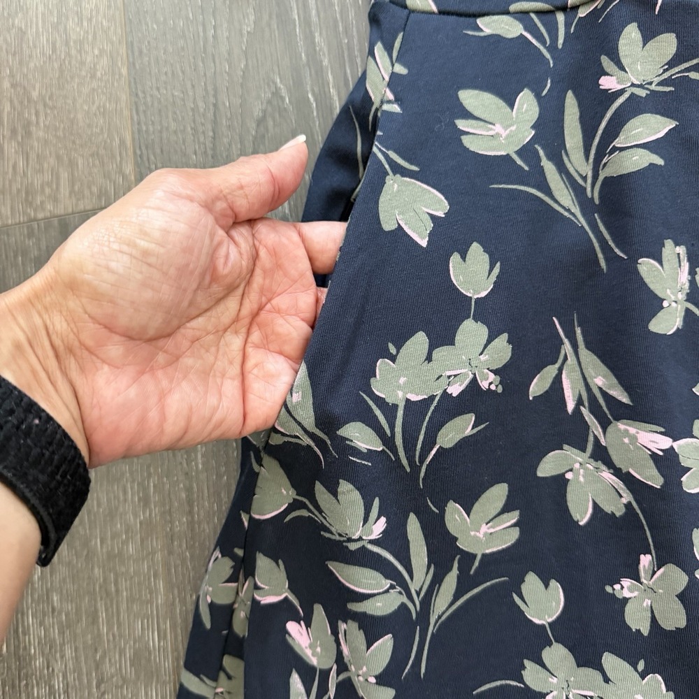Pact Fit & Flare Midi Dress Size M Blue Floral Organic Cotton Short Sleeve - Picture 6 of 11